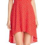 AQUA  Polka Dot Ruffle flounce Hi Low Dress red white size large Photo 0
