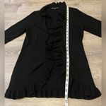 Brooks Brothers  346 Black Open Front Cardigan Sweater Ruffle Merino Wool Size S Photo 2