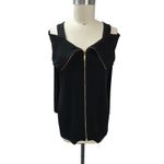 Chico’s Traveler Black Zip Front Top Size 2 Excellent Size L Photo 1