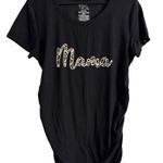 Time & Tru Maternity Mama Black Leopard Print T Shirt Top Size Small Photo 1