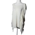 Free People NEW M Ivory Textured Fringe Knit Tank Top Sweater Boho Chic Design Photo 2