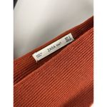 ZARA Rust Sienna Orange Ribbed Tie Front Knit V Neck Sweater Dress Size S Photo 4