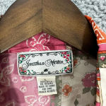 Jonathan Martin Vintage Button Up Top Womens Large Silk Red Floral Patchwork Boho Indie Hippie Photo 1