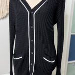 Women's White Black Lightweight Silk Mongolian Cashmere Cardigan Sweater M NWT Size M Photo 0