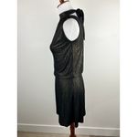 Veronica M  Black Gold Lurex Sparkle Mock Neck Backless Draped Cocktail Dress XS Photo 10