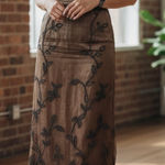 Arianna Black Mesh Floral Overlay Vintage Maxi Skirt size 8 Brown Photo 0