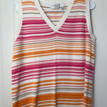 Liz Claiborne EUC Lizsport women’s orange pink white stretch knit vest top XL Photo 0
