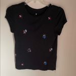 American Eagle  Embroidered Black Fitted Short Sleeve Tee Photo 0