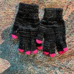 Black and Pink Knit Gloves with Ribbed Cuffs Mittens Winter Skater Goth Hippie Photo 3