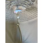 Talbots NWT Long Sleeve Metallic Sleeves Mock Neck Blouse Cream M Photo 3