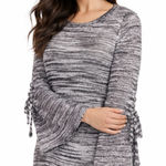 Roz & Ali Purple Marled Knit Bell Sleeve Sweater Tunic Photo 0