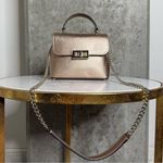 Kate Spade Rose Gold Top Handle Mini Satchel in Metallic Saffia Glittering Photo 0