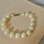 Pearl Bracelet Gold Bead Elegant Vintage “Lagaertha” Classic Minimal Pearlcore White Photo 2