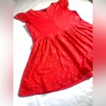 Torrid  Size 0 Pinkish-Orange V-Neck Babydoll Lace Blouse Photo 4