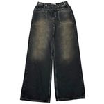 We The Free Free People Palmer Cuffed Wide Leg Jeans Chalkboard Distressed Grunge Size 28 Photo 5
