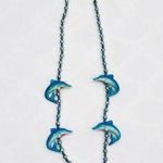 Mardi Gras Blue Dolphins Parade Party Beads Necklace Photo 0