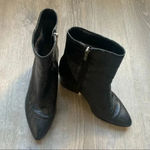 1. State  Black Women's Jahmil Croc Embossed Leather High Block Heel Booties Photo 8