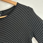 Comfy USA asymmetric striped stretch jersey knit tunic black and white size S Photo 3