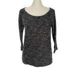 EXPRESS Black Marled Knit Sweater with Sheer Lace Back Small Photo 2
