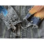 CLIO PETITES painted Women’s Denim Zippers Jacket Size 8 Blue Photo 7