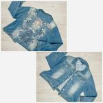 denim Blue identity floral embroidered PXL long sleeve Jean jacket XL Photo 1