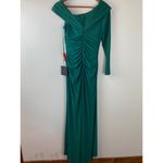Mac Duggal Emerald Ruched Jersey Drop Shoulder Foldover Gown Size 2 $358 26570 Photo 6
