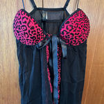 TRUE DESIRE SEXY LACEY SHEER BABYDOLL VALENTINES DAY LINGERIE Black Photo 0