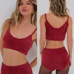 For Love & Lemons For Love & Lemons Fiona Crop Top Red Fuzzy XXS Photo 1