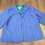 Coldwater Creek  Royal Blue 100% Silk 3/4 Blazer Jacket Women's Plus Size 1X Photo 0
