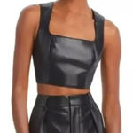 7 For All Mankind NEW  Womens Faux Leather Sleeveless Crop‎ Top Black Size Small Photo 0