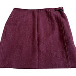 Banana Republic  Burgundy Wool Blend Mini Skirt Faux Wrap Festive Fall Size 6 NWT Photo 0
