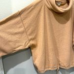Aerie Warm Tan Sherpa Cowl Neck Sweater Boxy Slouch Size Large Photo 3