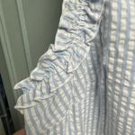 kim rogers Blue White Seersucker Stripe Dress NEW Size Large Ruffle Coastal Photo 4