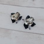 Vintage Clip On Earrings Whimsical Dark Flower Leaf Design Photo 2