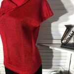 Vintage 90s Koret Knit Blouse Sweater Wrapped Collar Short Sleeves Red sz S Photo 7