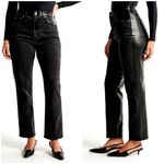 Abercrombie & Fitch NEW A&F Mixed Fabric Curve Love Ultra High Rise Ankle Straight Jean Black 36/22 Photo 1