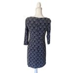 Jessica Howard  Dress Womens Size 6P Navy Blue Patterned Sheath Long Sleeve Photo 2
