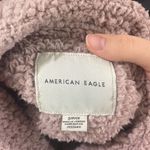 American Eagle fuzzy Sherpa quarter zip cinch waist cropped pullover size S Photo 9