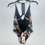 Billabong NWT $78 Let it bloom one piece swimsuit floral black M Photo 5
