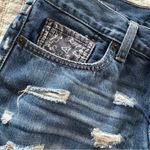 Lucky Brand "The cutoff" distressed high rise shorts sz 4/27 Blue Bandana Festiv Photo 2