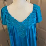 Vanity Fair  NWT old stock peacock blue long gown slip dress short sleeve size S. Photo 1