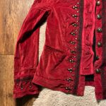 Free People  Maven Pintuck Military Velvet Jacket Size Small Burgundy Red Studded Photo 1