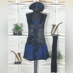 Midnight Vamp Halloween Costume Royal Blue Black Lace Mini Dress with collar M Size undefined Photo 1
