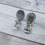 Vintage Clip On Earrings Dark Metallic Mirrored Oval Photo 6