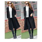 NEW Black Long Wool Blend Coat Peacoat XS Photo 3
