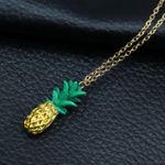 Pineapple Necklace Gold Green Pendant Dainty New Photo 2