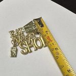 Signed AJC Eat Sleep Shop Metal Gold Tone Brooch Pin Photo 4