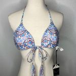 Sea Gypsies New  Blue Patterned Triangle Bikini Top size L Photo 0