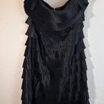 EXPRESS Black shiny silky layered ruffle strapless whimsigoth grunge demonia mini dress Photo 0