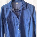 Old Navy  Women's Shirt Dress Blue Chambray Denim Long Sleeved Pullover Medium Photo 1